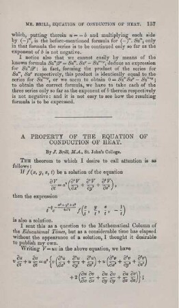 A property of the equation of conduction of heat.