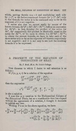 A property of the equation of conduction of heat.