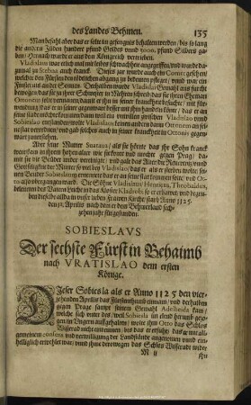 Sobieslaus Der sechste Fürst in Behaimb nach Vratislao dem ersten Könige