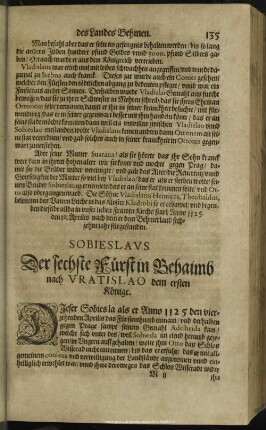 Sobieslaus Der sechste Fürst in Behaimb nach Vratislao dem ersten Könige