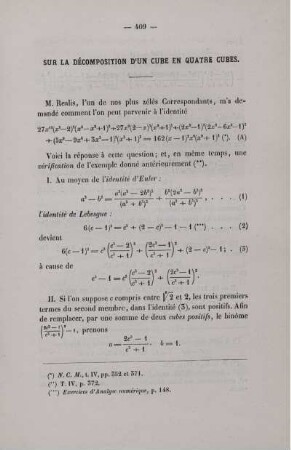Sur la décomposition d´un cube en quatre cubes.