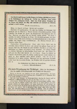 Die vierte Kriegstagung des Reichstags.
