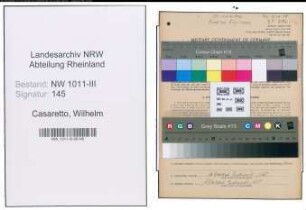 Entnazifizierung Wilhelm Casaretto , geb. 09.05.1881 (Elektroingenieur)