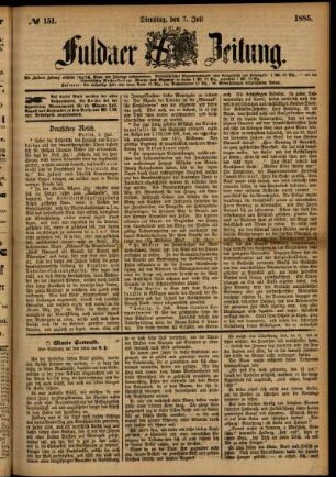 Ausgabe vom Dienstag, den 07. Juli 1885.