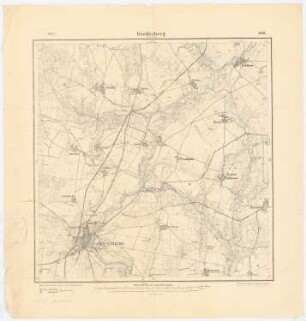 Bebauungsplan der Stadterweiterung, Greifenberg: Planungsunterlage Messtischkarte 1890 (1919), Teilblatt 688 (Greifenberg) 1:25000, Maßstabsleiste