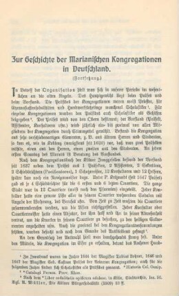 290-307 Zur Geschichte der Marianischen Kongregationen in Deutschland : Fortsetzung