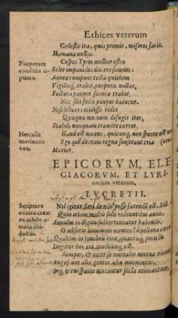 Epicorum, Elegiacorum, Et Lyricorum veterum.