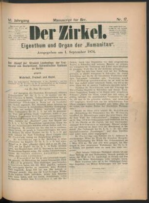 Nr. 17. Ausgegeben am 1. September 1876.
