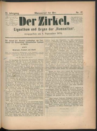 Nr. 17. Ausgegeben am 1. September 1876.