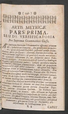 Artis Metricae Pars Prima