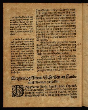B3v-B4v, Erzherzog Alberti Schreiben an Landgraff Moritzen zu Hessen