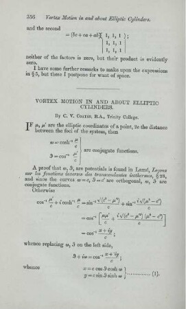 Vortex motion in and about elliptic cylinders.