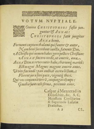 Votum Nuptiale.