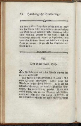 VIII. Den 26sten May, 1767
