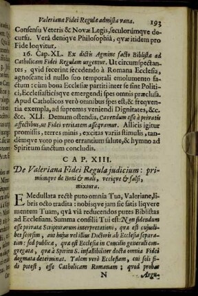Cap. XIII. De Valeriana Fidei Regula judicium [...]