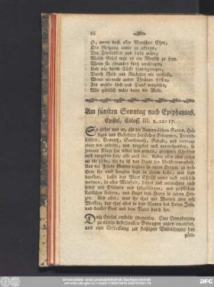Am fünften Sonntag nach Epiphanias. Epistel, Coloss. III. v. 12 - 17.