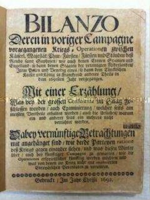 Broschüre über dem Stand des Pfälzischen Erbfolgekrieges und über Friedensverhandlungen in Den Haag