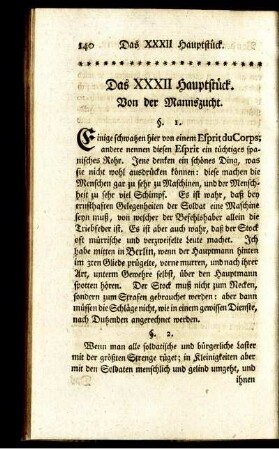 Das XXXII Hauptstück. Von der Mannszucht.