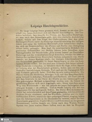 Leipzigs Handelsgeschichte