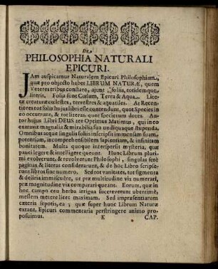 De Philosophia Naturali Epicuri.