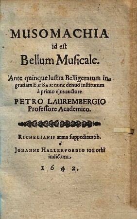 Musomachia : id est, bellum musicale