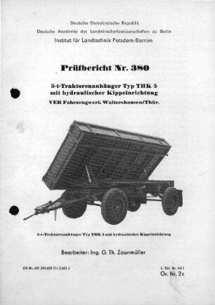 5 t Traktorenanhänger THK 5 mit hydraulischer Kippeinrichtung