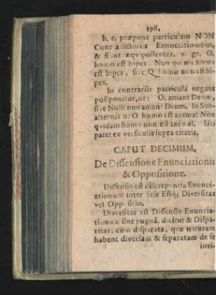 Caput Decimum. De Diffensione Enunciationis & Oppositione.