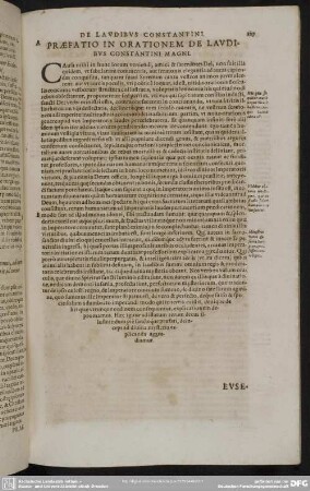 [Eusebii Pamphili De Laudibus Constantini Imperatoris Oratio, Quam Ad Trigesimum Annum Imperij eiusdem Constantini habuit]