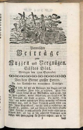 Eilftes Blat, ... den 17ten September