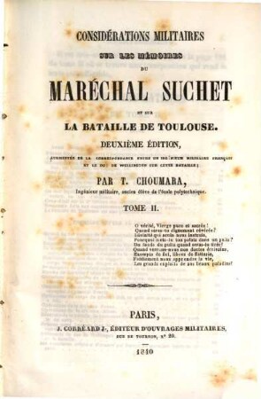 Considérations militaires sur les mémoires du Maréchal Suchet et sur la bataille de Toulouse. 2