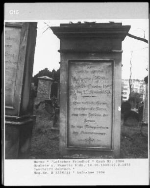 Grabstein der Nanette Blün (gestorben 1875.02.27)