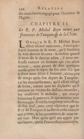 Chapitre II. Le R. P. Michel Boyn meurt aux frontiers de Tunquin & de la Chine