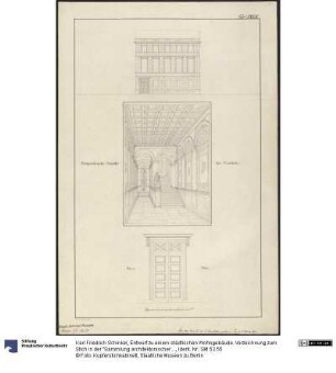 Entwurf zu einem städtischen Wohngebäude. Vorzeichnung zum Stich in der "Sammlung architektonischer Entwürfe", Heft 10, Tafel 63 (Variante), 1826