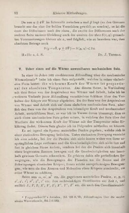 V. Ueber einen auf die Wärme anwendbaren mechanischen Satz.