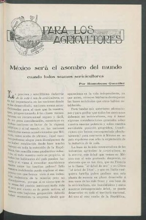 Para los Agricultores : México será el asombro del mundo cuando todos séamos sericicultores