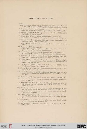 Description of plates (plates I- XLIX)