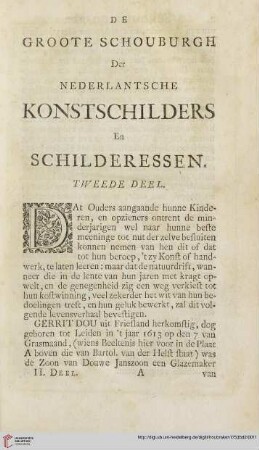 De groote Schouburgh der Nederlantsche Konstschilders en Schilderessen - Tweede Deel