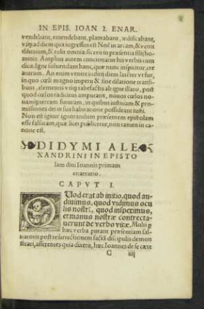 Didymi Alexandrini In Epistolam divi Ioannis primam enarratio.