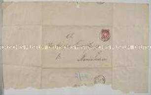 Briefumschlag adressiert an das Königliche Kreisgericht zu Marienwerder