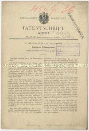Patentschrift über Neuerungen an Drillsämaschinen, Patent-Nr. 25212