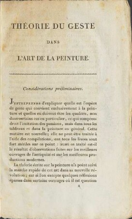 Considérations préliminaires.