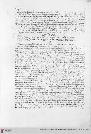 Extract eines Schreibens de Alberti Dureri