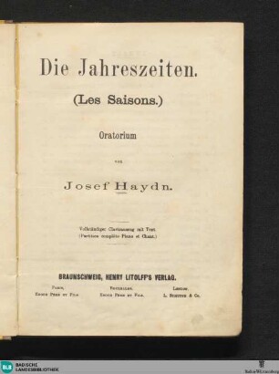 Die Jahreszeiten : Oratorium