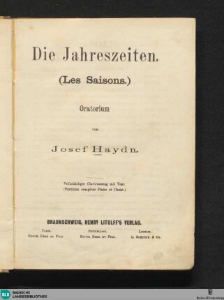 Die Jahreszeiten : Oratorium