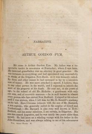 The select works of Edgar Allan Poe : with a memoir of the author, 2. The narrative of Arthur Gordon Pym