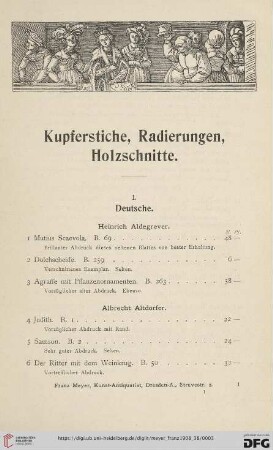 Kupferstiche, Radierungen, Holzschnitte (Nr. 1 - 810)
