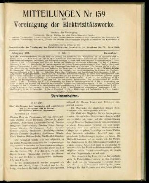 Mitteilung Nr. 159. Jg. 13, Dezember 1914