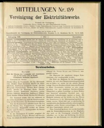 Mitteilung Nr. 159. Jg. 13, Dezember 1914