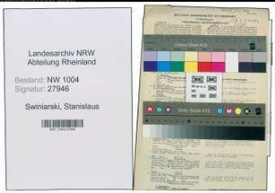 Entnazifizierung Stanislaus Swiniarski , geb. 10.04.1906 (Arbeiter)