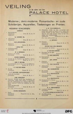 Moderne-, demi-moderne, romantische- en oude schilderijen, aquarellen, teekeningen en prenten (Nr. 1-219d)